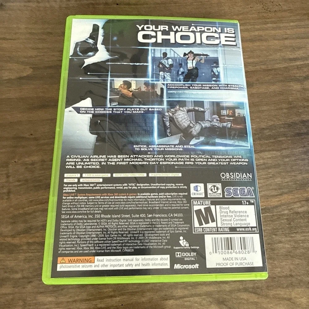 Alpha Protocol The Espionage RPG (Xbox 360, 2010) Complete, CIB! Tested